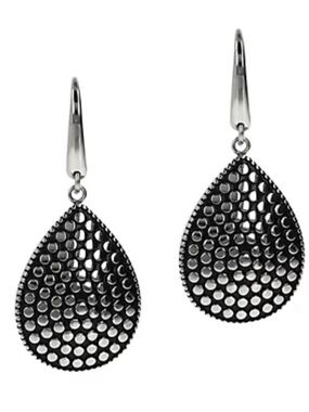 Stainless Steel Milor Italy Hammered Metal Teardrop Dangle Earrings Rock